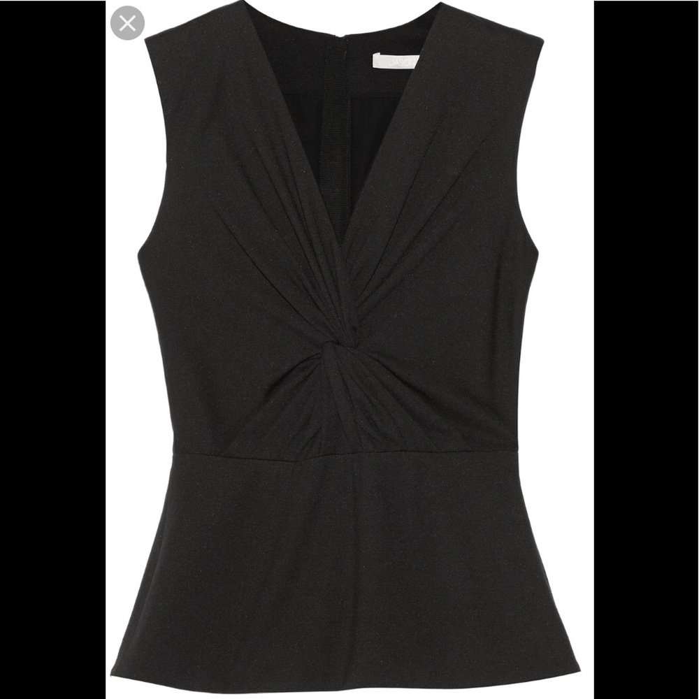Jason Wu black twist-front ponte peplum top